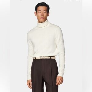 SuitSupply Off-White Merino Turtleneck Sweater Men’s Large NWOT